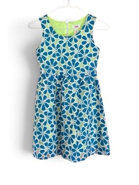 Justice Blue and Green Floral Kids Sleeveless Dress
